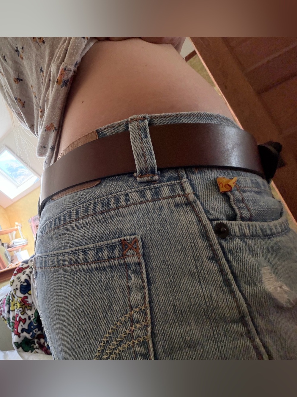 Brown faux leather belt